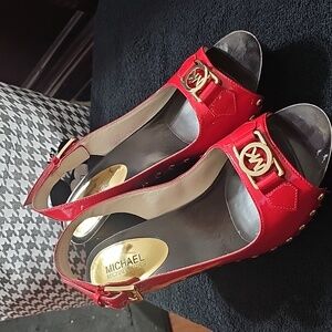 Michael Kors Vibrant Red Wedge Sandals